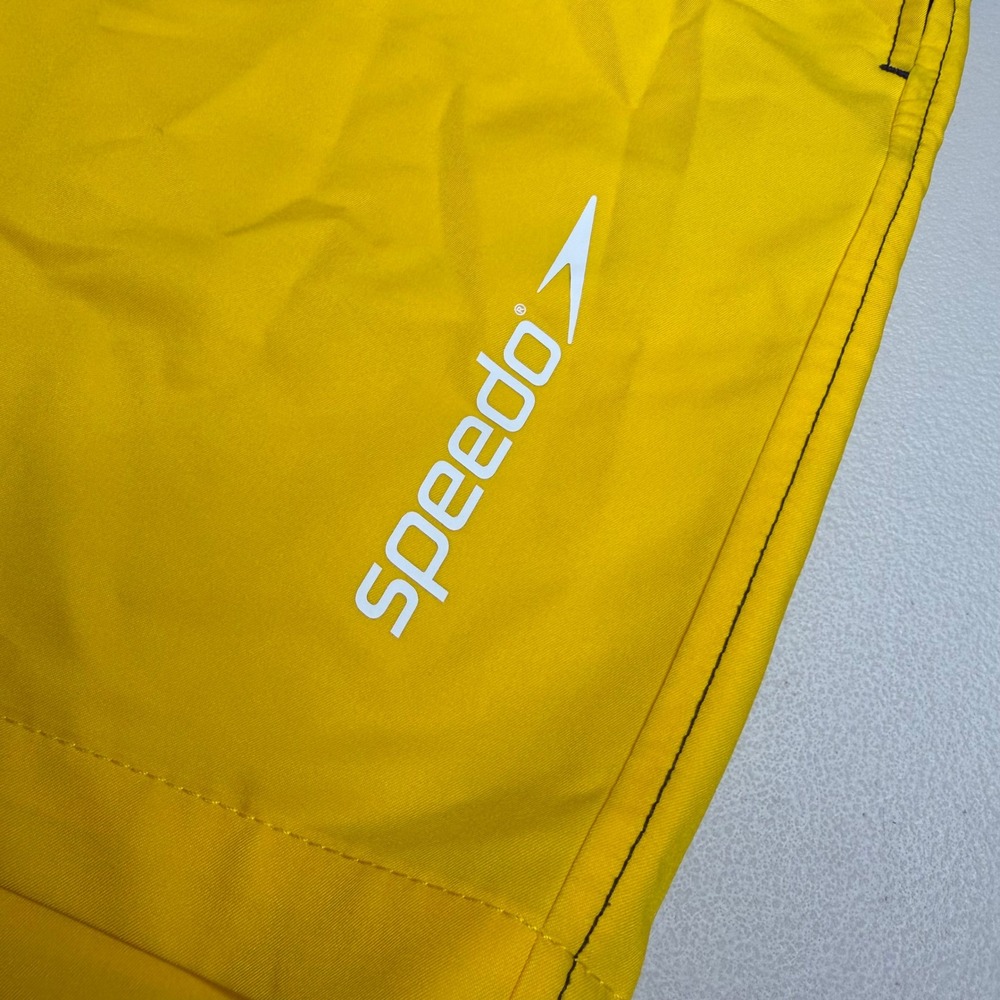 Speedo Mens Small Swim Trunks Navy Blue Yellow Colorblock Mesh Lined - Picture 3 of 12